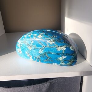 Blue Floral Glasses Case With Cloth Cleaner